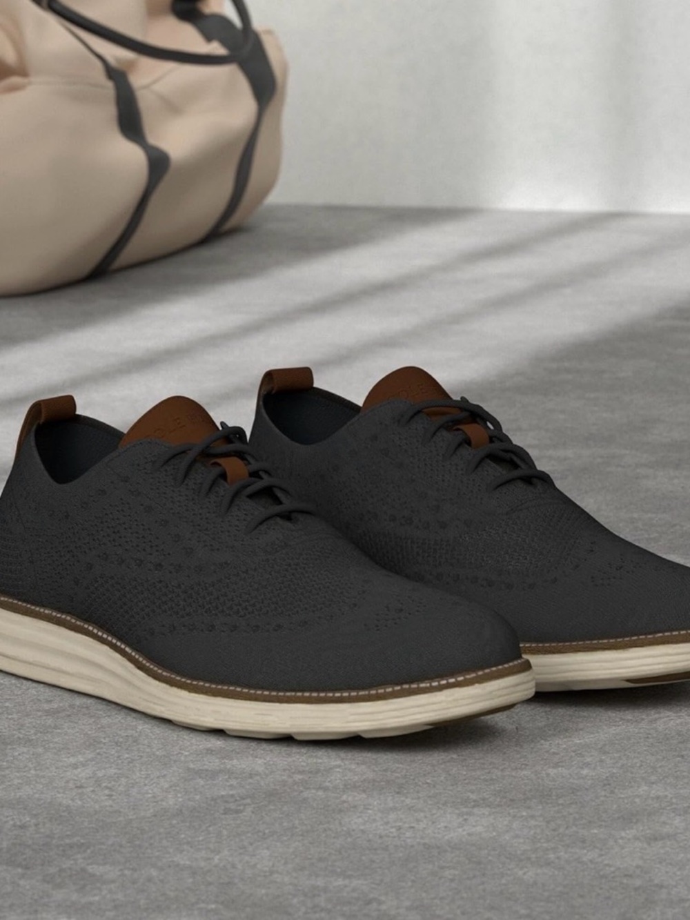 NEW Cole Haan Grey Knit ORIGINALGRAND Stitchlite Wingtip Oxford